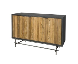 COMODA PESARO - LEMN DE TEC RECICLAT / METAL - NATURAL / NEGRU - 165(L) x 90(h) x 49(l)