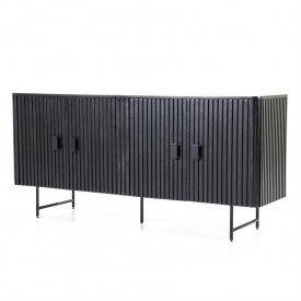 COMODA REMI CU 4 USI - DIN LEMN DE MANGO SI METAL - NEGRU - 170(L) x 80(h) x 45(l) - Img 2