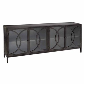 COMODA STELVIO - METAL / STICLA - NEGRU - 200(L) x 81(h) x 40(l)