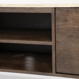 COMODA TV LIO CU 3 USI - DIN LEMN DE MANGO [FSC] SI TRAVERTIN - MARO - 200(L) x 52(h) x 41(l) - Img 4