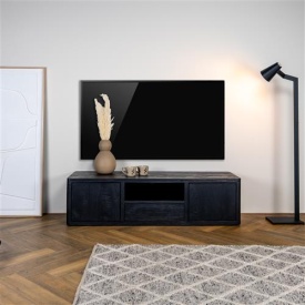 COMODA TV TAVIANO - LEMN DE MANGO / METAL - NEGRU - 150(L) X 40(H) X 45(L) CM - Img 3