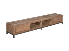 COMODA TV VENICE - LEMN DE TEC / METAL - NEGRU / MARO NATURAL - 220(L) X 37(H) X 45(L) CM