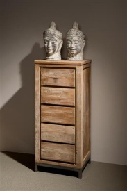 COMODA VENICE - LEMN DE TEC RECICLAT / METAL - NATURAL / NEGRU - 50(L) x 120(h) x 40(l) - Img 2