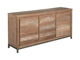 COMODA VENICE - LEMN DE TEC RECICLAT / METAL - NEGRU / MARO NATURAL - 180(L) x 85(h) x 45(l)