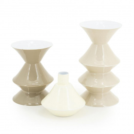 DECOR CASA - YACK - METAL - BEJ (SET DE 3) 10X10X19 CM / 10X10X14 CM / 10X10X11,5 (L) x (h) x (l) - Img 1