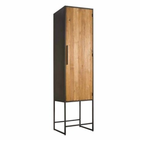 DULAP FELINO STANGA - LEMN DE TEC RECICLAT / METAL - NEGRU / MARO NATURAL - 60(L) x 220(h) x 45(l) - Img 1