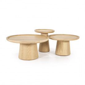 MASA DE CAFEA LEIA - MDF / STEJAR FIN - NATURAL - Ø80 x 32(h) - Img 4