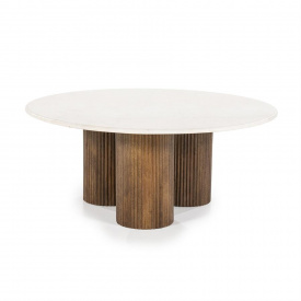 MASA DE CAFEA XAVI - LEMN DE MARMER / MANGO - CREM / MARO - Ø90 x 38(h) - Img 1
