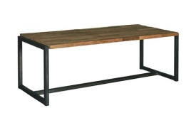 MASA DE DINING POTENZA - LEMN DE TEC RECICLAT / METAL - NEGRU / MARO NATURAL - 250(L) X 78(H) X 100(L) CM