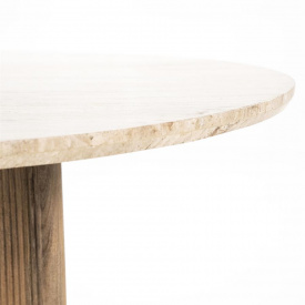 MASA DE DINING SARA - 130X130X76 CM - LEMN DE MANGO SI TRAVERTIN - (L) x (h) x (l) - Img 2