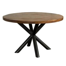 MASA DE DINING SELVA - LEMN DE MANGO / METAL - NEGRU / MARO NATURAL - 130(L) X 77(H) X 130(L) CM
