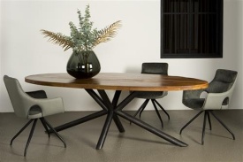 MASA DE DINING SELVA - LEMN DE MANGO / METAL - NEGRU / MARO NATURAL - 200(L) X 77(H) X 100(L) CM - Img 2