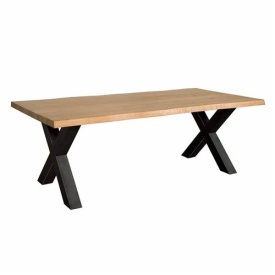 MASA DE DINING XARA - LEMN DE SALCAM / METAL - NEGRU / MARO NATURAL - 200(L) X 78(H) X 100(L) CM