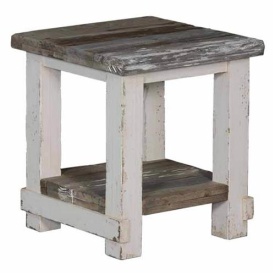 MASA LATERALA DAAN - LEMN - ALB / MARO VINTAGE - 50(L) X 55(H) X 50(L) CM - Img 1