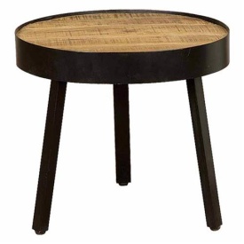 MASA LATERALA RENEW - LEMN DE MANGO / METAL - NEGRU / NATURAL - 54(L) X 48(H) X 54(L) CM