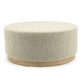 POUF AVAH MARE MANTZ - TESATURA SI FURNIR DIN LEMN DE PIN - TAUPE - 80(L) x 80(l) x 35(h) cm