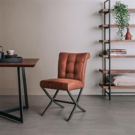 SCAUN BEARCELONA CHEROKEE - METAL / MATERIAL - NEGRU / CONIAC - 65(L) X 87(H) X 46(L) - Img 2