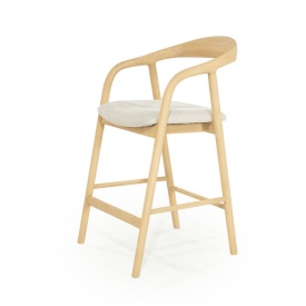 SCAUN DE BAR RAYVEN - LEMN DE FRASIN SI TESATURA - NATURAL - 55(L) x 60(l) x 94(h) cm - Img 3