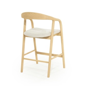 SCAUN DE BAR RAYVEN - LEMN DE FRASIN SI TESATURA - NATURAL - 55(L) x 60(l) x 94(h) cm - Img 8