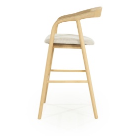 SCAUN DE BAR RAYVEN - LEMN DE FRASIN SI TESATURA - NATURAL - 55(L) x 62.5(l) x 104(h) cm - Img 3