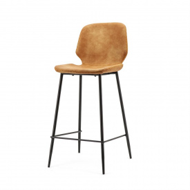 SCAUN DE BAR SEASHELL INALT - PU & METAL - CONIAC - 43(L) x 104(h) x 52(l)