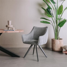 SCAUN PIVOTANT RIVIERA BREGO - METAL / MATERIAL - NEGRU / GRI - 62(L) X 88(H) X 60(L) - Img 2