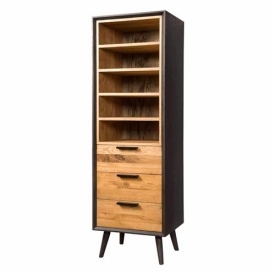 BIBLIOTECA BRESSO - LEMN DE STEJAR [FSC] - NATURAL / NEGRU - 55(L) x 174(h) x 45(l)