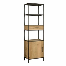 BIBLIOTECA LUNA - FURNIR / LEMN DE STEJAR [FSC] - NATURAL / NEGRU - 60(L) x 200(h) x 40(l) - Img 1