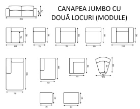 CANAPEA JUMBO CU DOUA LOCURI - (1SA + 1SA) - 238(L) x 75(h) x 92(l) - Img 5