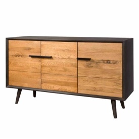 COMODA BRESSO - FURNIR DE STEJAR [FSC] / METAL - NEGRU / MARO NATURAL - 152(L) x 82(h) x 45(l)