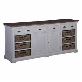 COMODA NAPOLI - LEMN DE TEC RECICLAT / METAL - ALB / MARO - 196(L) x 90(h) x 53(l) - Img 1