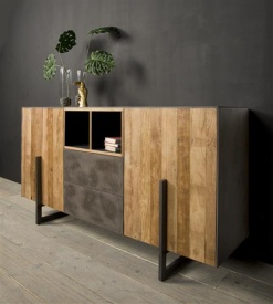 COMODA ORA - LEMN DE TEC RECICLAT / METAL - NATURAL / NEGRU - 167(L) x 89(h) x 45(l) - Img 2