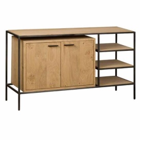 COMODA PINETO - FURNIR DE STEJAR [FSC] / METAL - NEGRU / MARO NATURAL - 128(L) x 72(h) x 40(l)