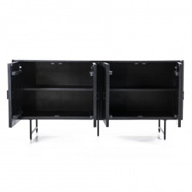 COMODA REMI CU 4 USI - DIN LEMN DE MANGO SI METAL - NEGRU - 170(L) x 80(h) x 45(l) - Img 3