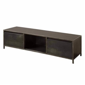 COMODA TV PADOVA - LEMN DE MANGO / METAL - NEGRU - 145(L) X 38(H) X 40(L) CM