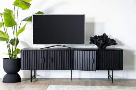 COMODA TV REMI CU 4 USI - DIN LEMN DE MANGO [FSC] SI METAL - NEGRU - 170(L) x 56(h) x 45(l) - Img 7