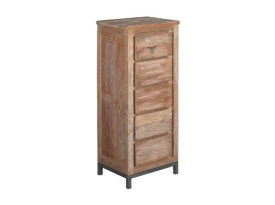 COMODA VENICE - LEMN DE TEC RECICLAT / METAL - NATURAL / NEGRU - 50(L) x 120(h) x 40(l)