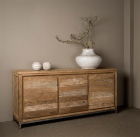 COMODA VENICE - LEMN DE TEC RECICLAT / METAL - NEGRU / MARO NATURAL - 180(L) x 85(h) x 45(l) - Img 2
