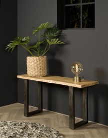 CONSOLA URBANIA HALL - LEMN DE SALCAM / METAL - NEGRU / NATURAL - 150(L) X 70(H) X 45(L) CM - Img 2
