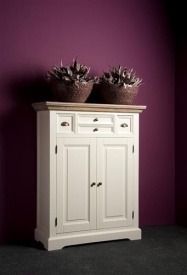 DULAP FLEUR - LEMN DE TEC RECICLAT / METAL - ALB / NEGRU / MARO - 100(L) x 128(h) x 40(l) - Img 2