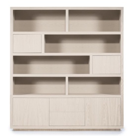 DULAP HELSINKI - LEMN SI FURNIR DE STEJAR - TAUPE - 200(L) x 42(l) x 220(h) cm