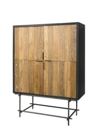 DULAP PESARO - LEMN DE TEC RECICLAT / METAL - NEGRU / MARO NATURAL - 120(L) x 160(h) x 49(l)