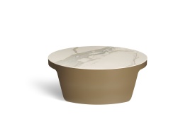 MASA DE CAFEA MARCO - METAL / CUART - BRONZ / ALB MULTICOLOR - Ø90xH30 - Img 2