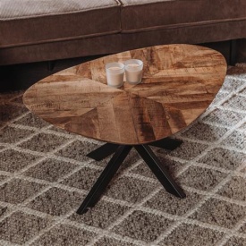 MASA DE CAFEA PIANELLA - LEMN DE MANGO / METAL - NEGRU / MARO NATURAL - 130(L) X 45(H) X 80(L) CM - Img 2