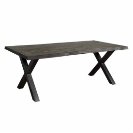 MASA DE DINING XARA - LEMN DE SALCAM / METAL - NEGRU - 220(L) X 78(H) X 100(L) CM