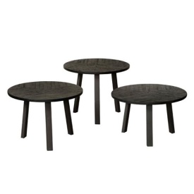 MASA LATERALA LAZIO (SET DE 3 BUC) - LEMN / METAL - NEGRU - 55(L) X 45(H) X 55(L) CM - Img 1