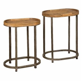 MASA LATERALA RENEW (SET DE 2 BUC) - LEMN DE MANGO / METAL - NEGRU / NATURAL - 40(L) X 58(H) X 40(L) CM