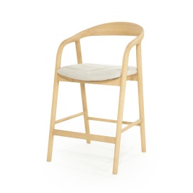SCAUN DE BAR RAYVEN - LEMN DE FRASIN SI TESATURA - NATURAL - 55(L) x 60(l) x 94(h) cm