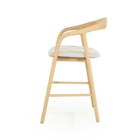 SCAUN DE BAR RAYVEN - LEMN DE FRASIN SI TESATURA - NATURAL - 55(L) x 60(l) x 94(h) cm - Img 4