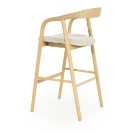 SCAUN DE BAR RAYVEN - LEMN DE FRASIN SI TESATURA - NATURAL - 55(L) x 62.5(l) x 104(h) cm - Img 4
